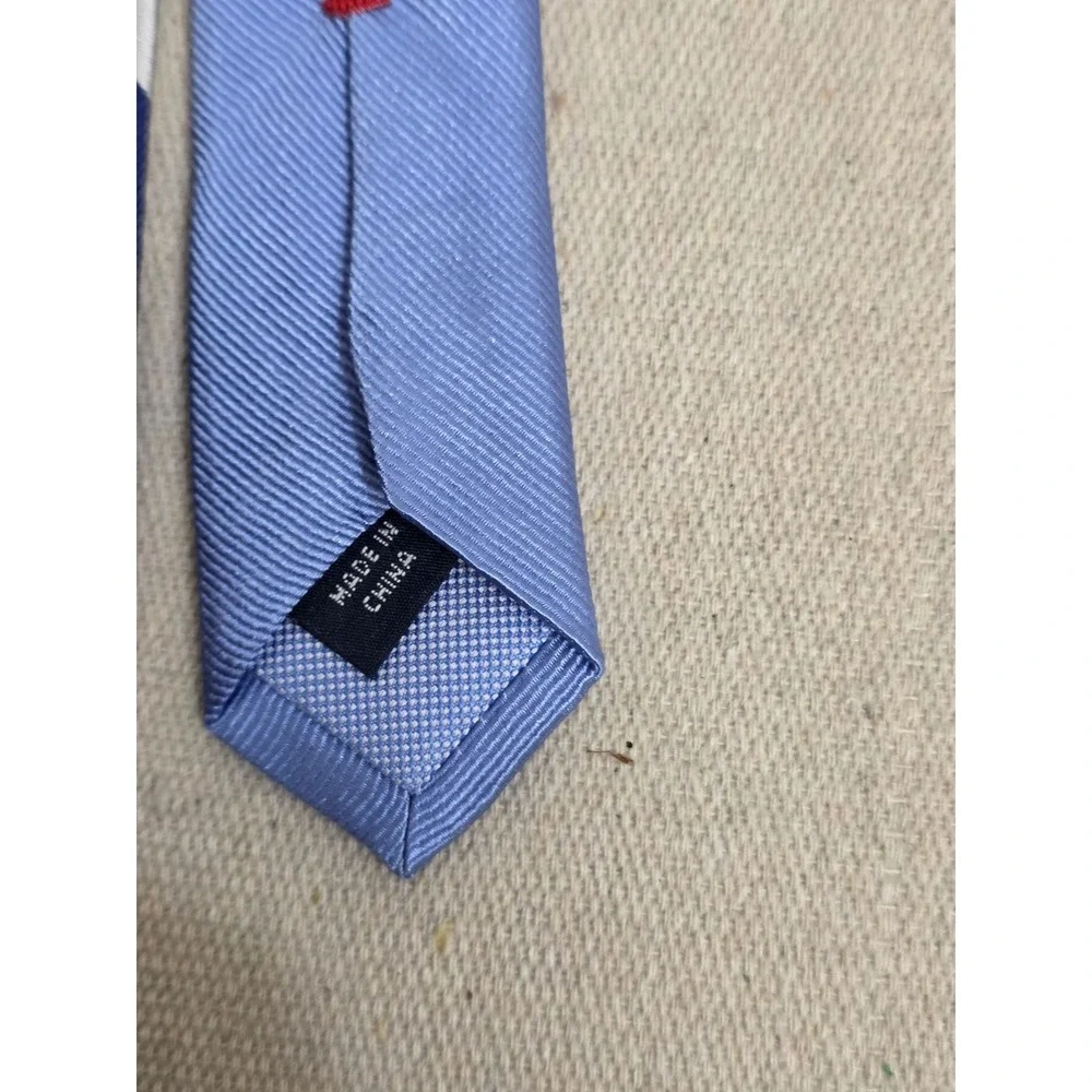 Tommy‎ Hilfiger Mens Silk Necktie Navy Blue Red White Striped Regimental Tie